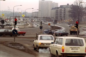 Vy av Vireberg och Frösundaleden. Tidigt 1970-tal.