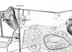 Karta 1900 Huvudsta och Stora Alby. Översikt med Rudsjön som låg på nuvarande Skytteholm.